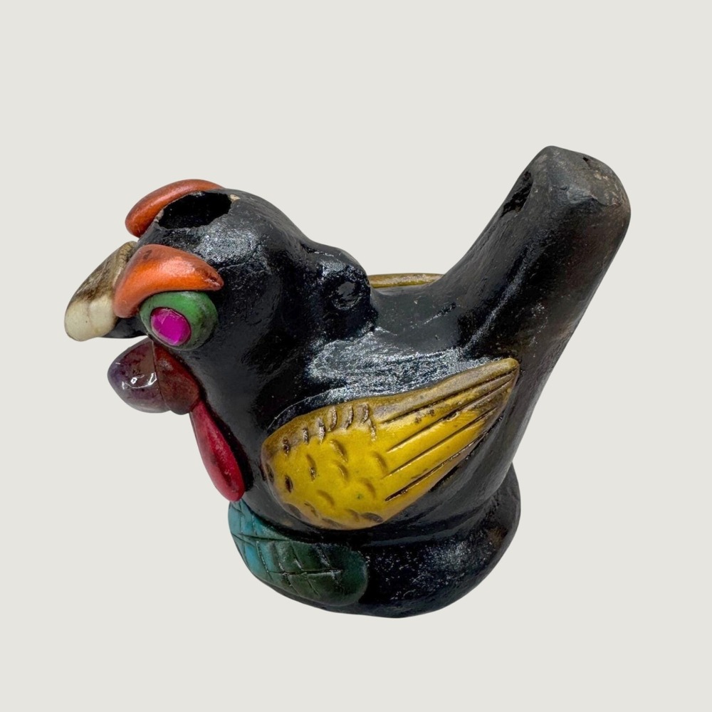 Vintage Ceramic Bird Whistle Folk Art Chicken Rooster Figurine‎ Novelty Decor